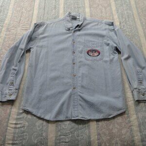 Blue Denim, Long Sleeve Denim Shirt, XL, USA emblem